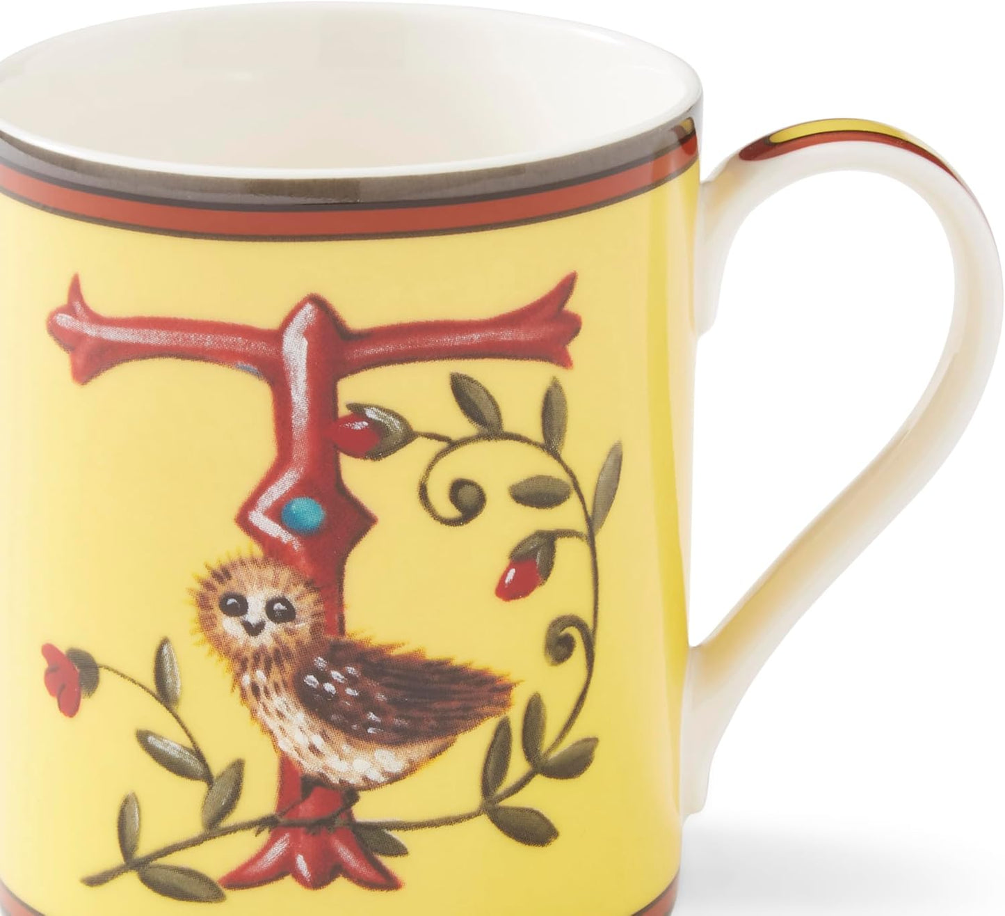 Spode Kit Kemp Alphabet Mug - Letter T Monogram in Fine China, 12oz Ceramic Coffee Cup for Hot Drinks, Personalized Drinkware for Unique Gifts, Dishwasher Safe Tea or Coffee Mug - Gift Box Included