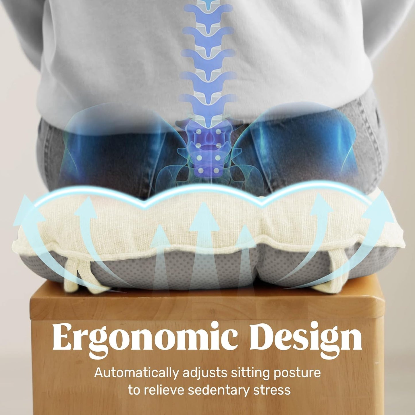 puredown® Chair Cushions for Dining Chairs, Tufted Memory Foam Chair Pads with Non-Slip Backing, Kitchen Seat Cushions with Ties, Washable Seat Pads Set of 4, 15.5" x 15.5" x 4", Ivory