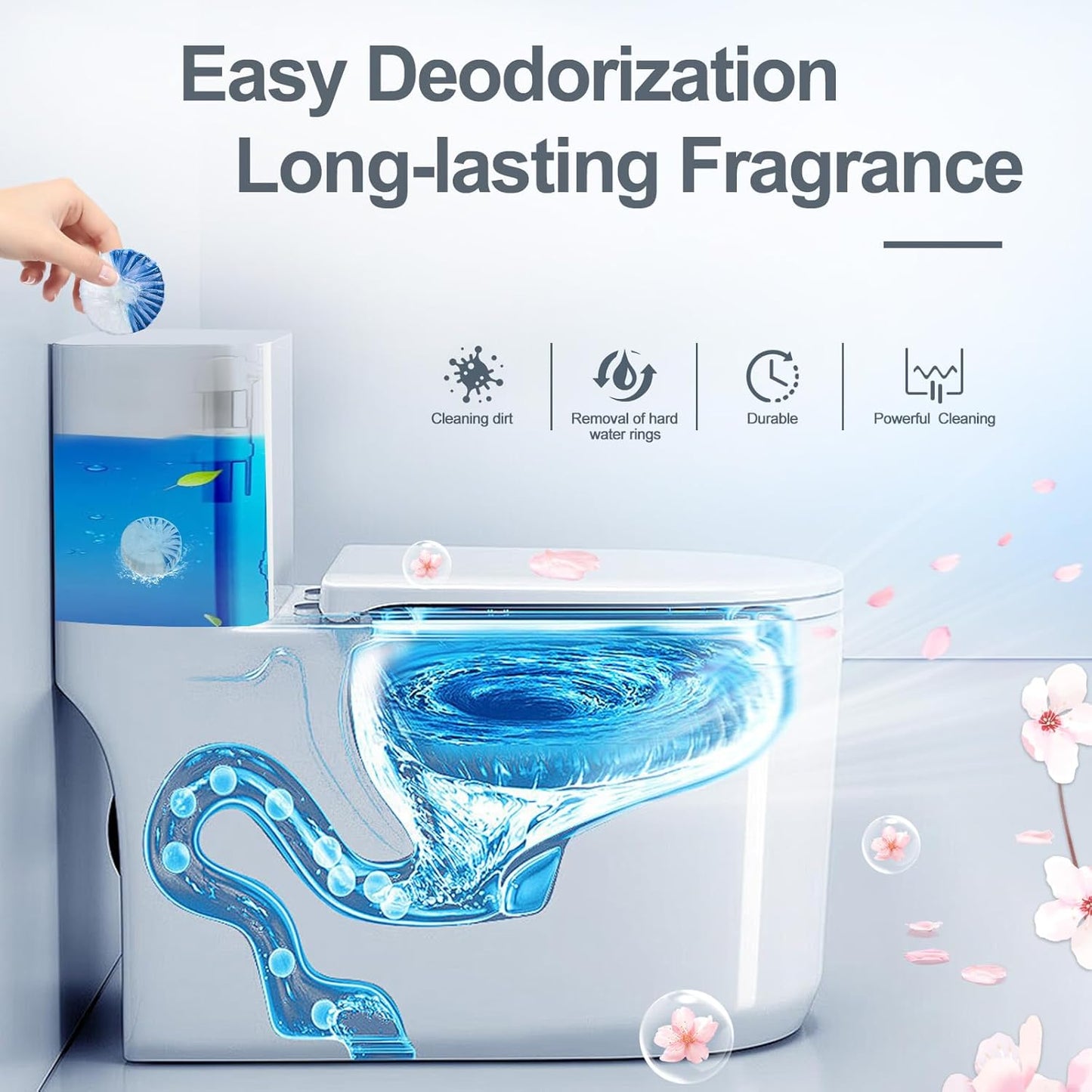 KIISIISO Ultra Clean Toilet Tablets White & Blue-60 PACK, Toilet Bowl Cleaners for Deodorizing & Descaling, Long-Lasting Toilet Bowl Cleaner with Sustained-Release Technology for Stubborn Stains