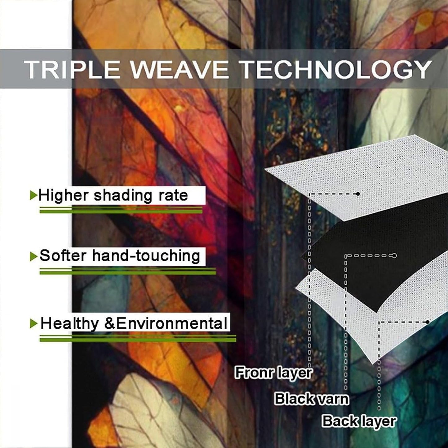 Stained Glass Curtains,Vintage Magical Colorful Abstract Art Home Decor Drapes for Bedroom Living Room Kitchen Window Treatment 2 Panels Set Total Size 42" W X 45" L Inch