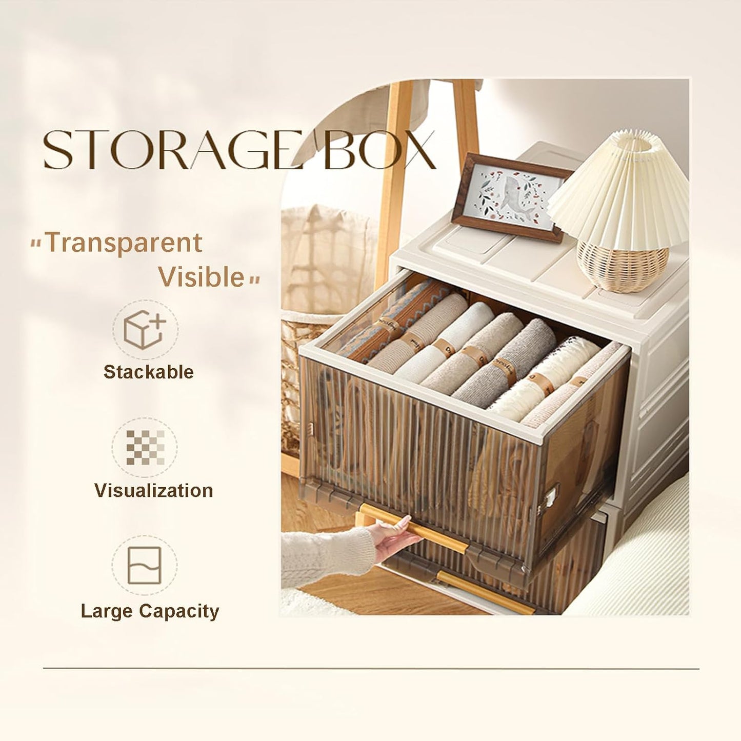 Plastic Storage Bins with Lids, Clothes Folding Storage Box and Closet Organizers and Containers for Home, Closet Stackable Storage for Home, Office, Dorm