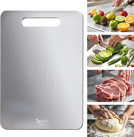 Titanium Cutting Board - 100% Pure Titanium Cutting Boards For Kitchen,Easy to clean, Double-sided food-grade Titanium Cutting Board For Cutting Meats, Fruits And Vegetables 12.2 * 8.1