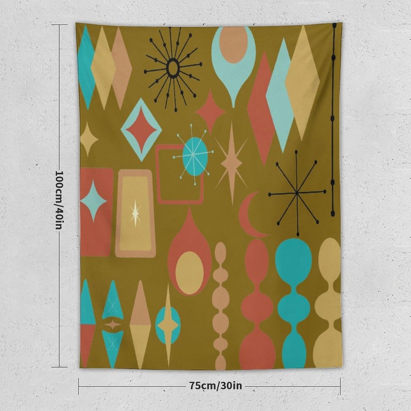 ICMOLYYENLO Boho Medieval Cat Tapestry, Abstract Atomic Starburst Geometric Aesthetic Art Wall Hanging For Bedroom Living Room Dormitory 60x60 Inches