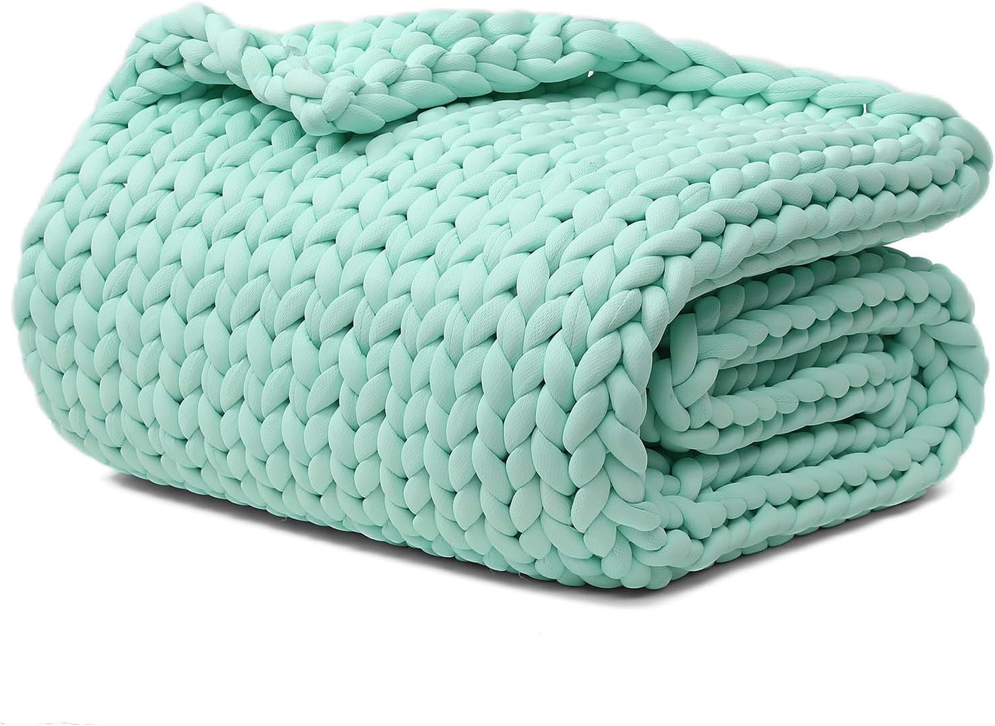 YnM Cooling Chunky Throw Blanket, Medium-Weight, Hand Knitted, Skin Friendly, Ventilated and Breathable, Machine Washable, Home Décor Piece for Couch, Sofa and Bed (Menthe Green, 60x80 Inch)