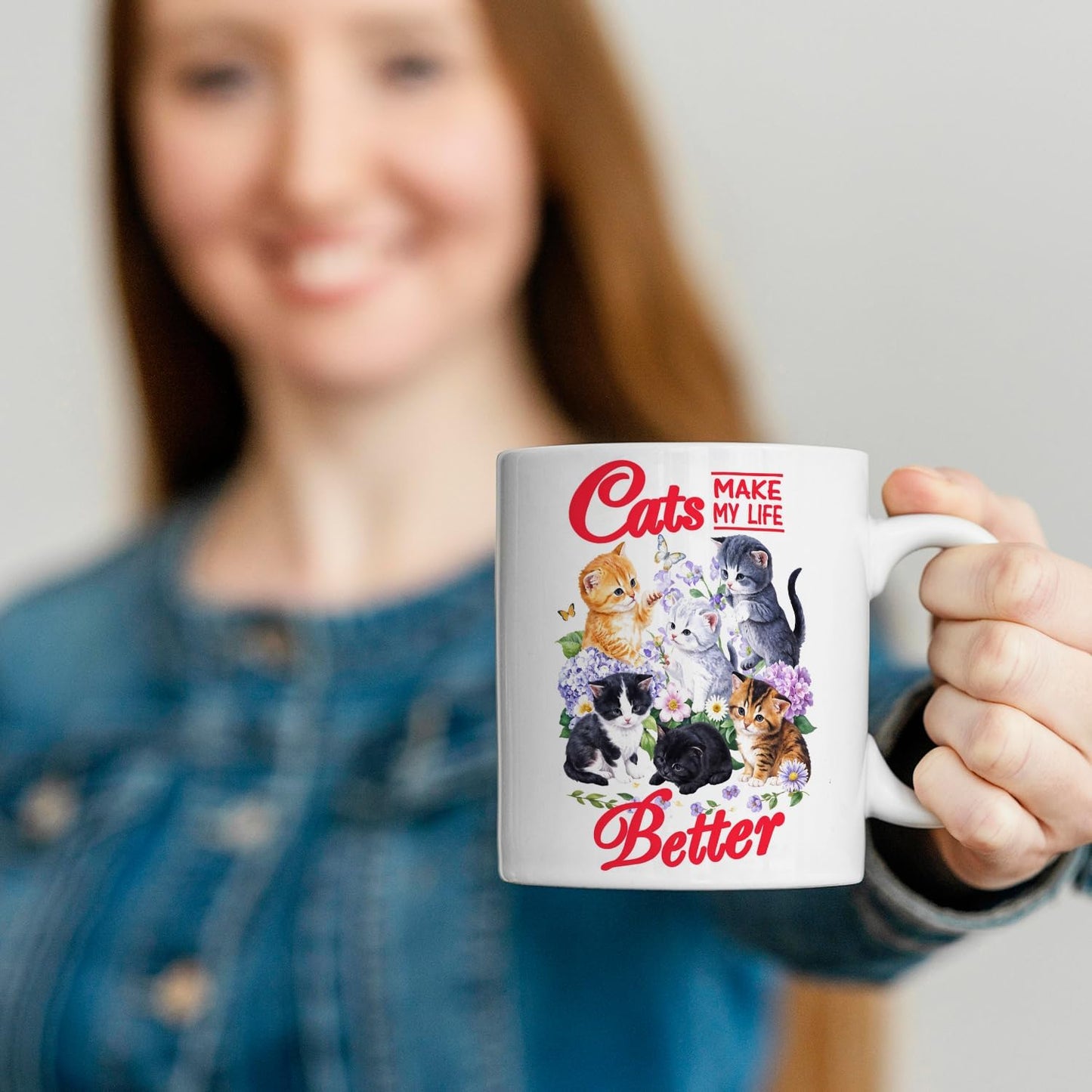 JINYO Cat Coffee Mugs, Cat Coffee Mugs For Cat Lovers,Cat Mom Cup,Cat Mom Mug,Cat Mugs For Cat Lovers Women, Cat Gifts for Cat Lovers Women Girls, Cat Lover Coffee Mug, Cat Lover Gift, Cat Cups, 11oz