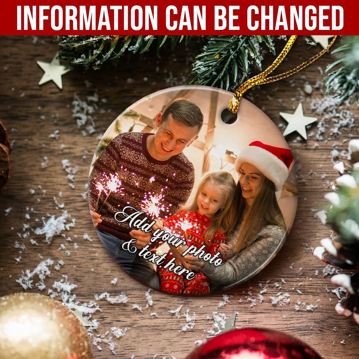 Personalized Christmas Ornament with Photo Picture Custom Ceramic Ornaments for Christmas Tree Create Your Own Ornament Keepsake Gifts Xmas Home Decorations