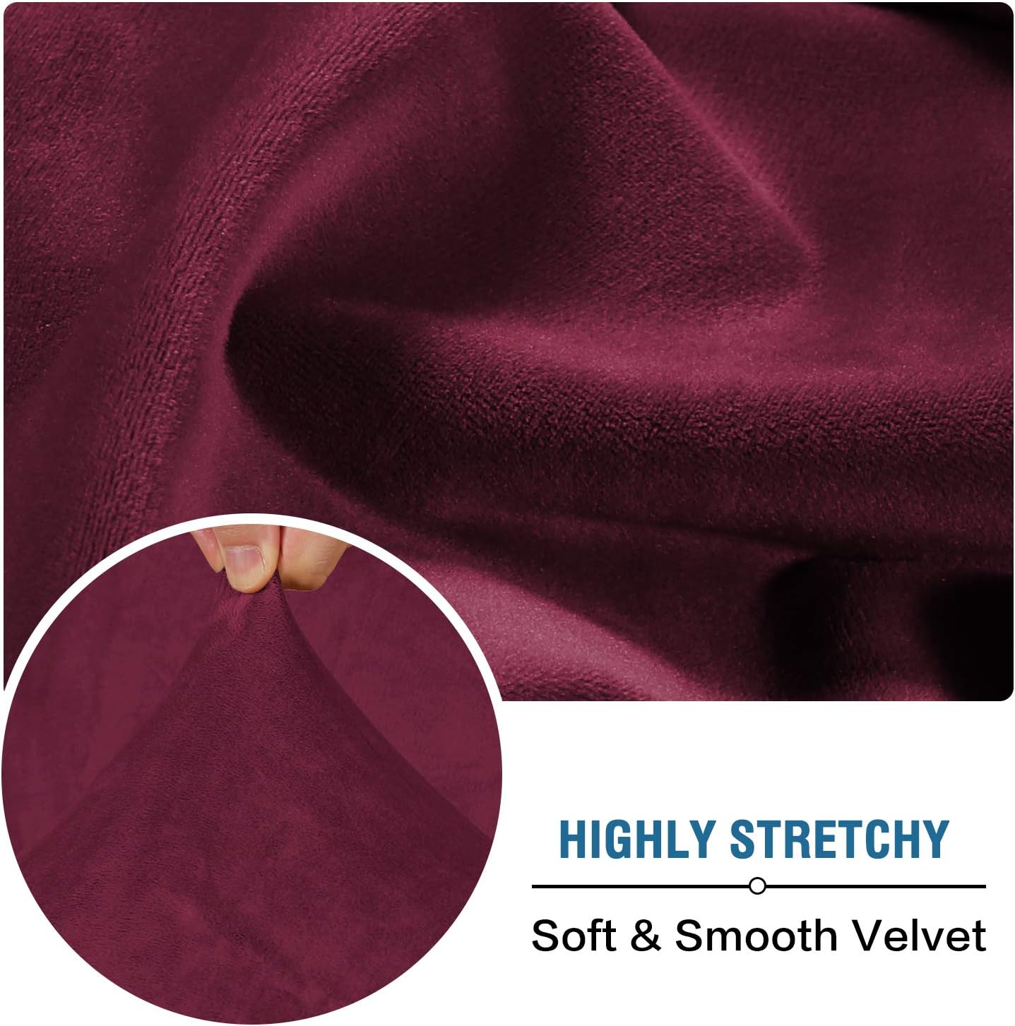 H.VERSAILTEX Velvet Stretch Couch Cushion Cover Plush Cushion Slipcover for Chair Cushion Furniture Protector Seat Cushion Sofa Cover (1 Piece Armchair Cushion Covers, Burgundy)