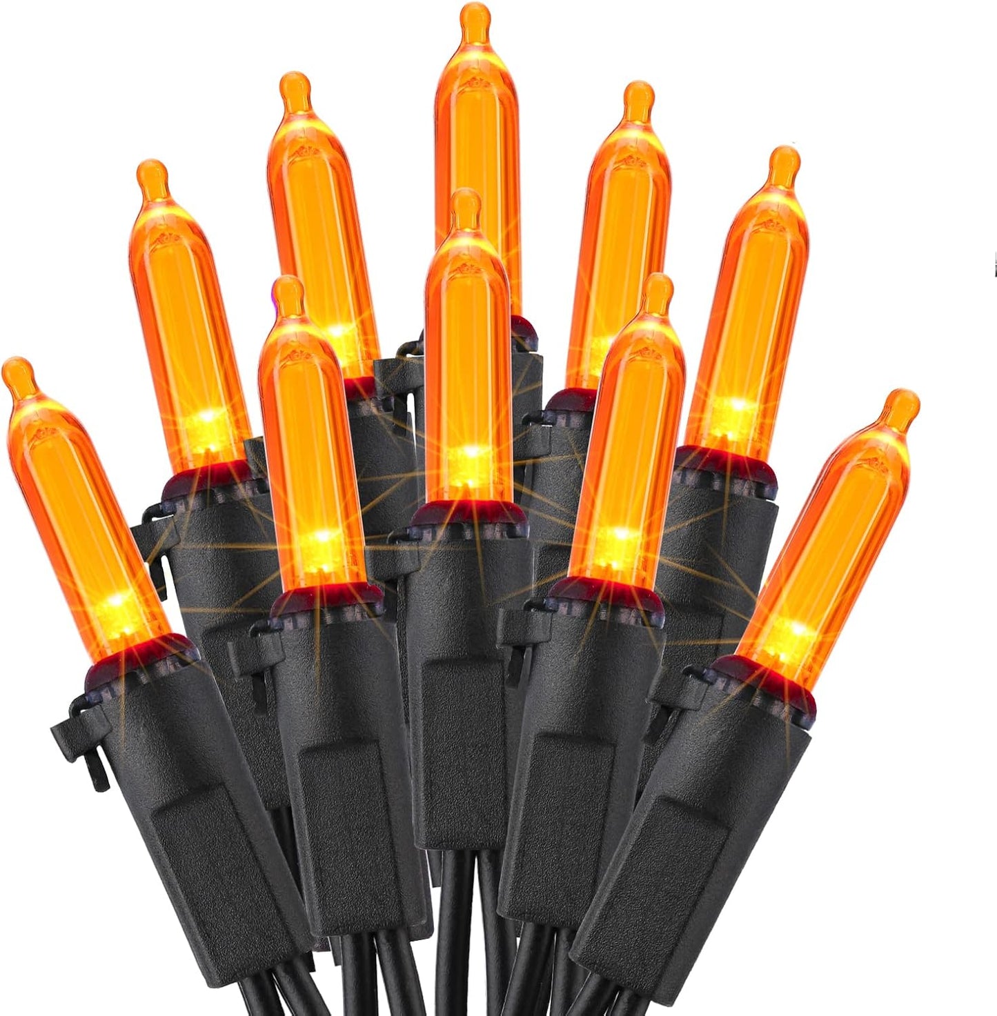 ODEETRONIC Orange Lights, 33ft 100 LED Halloween String Lights Connectable, 120V UL Certified Indoor Orange Mini Light, Outdoor Halloween Light Waterproof for Patio Home Decor, Black Wire
