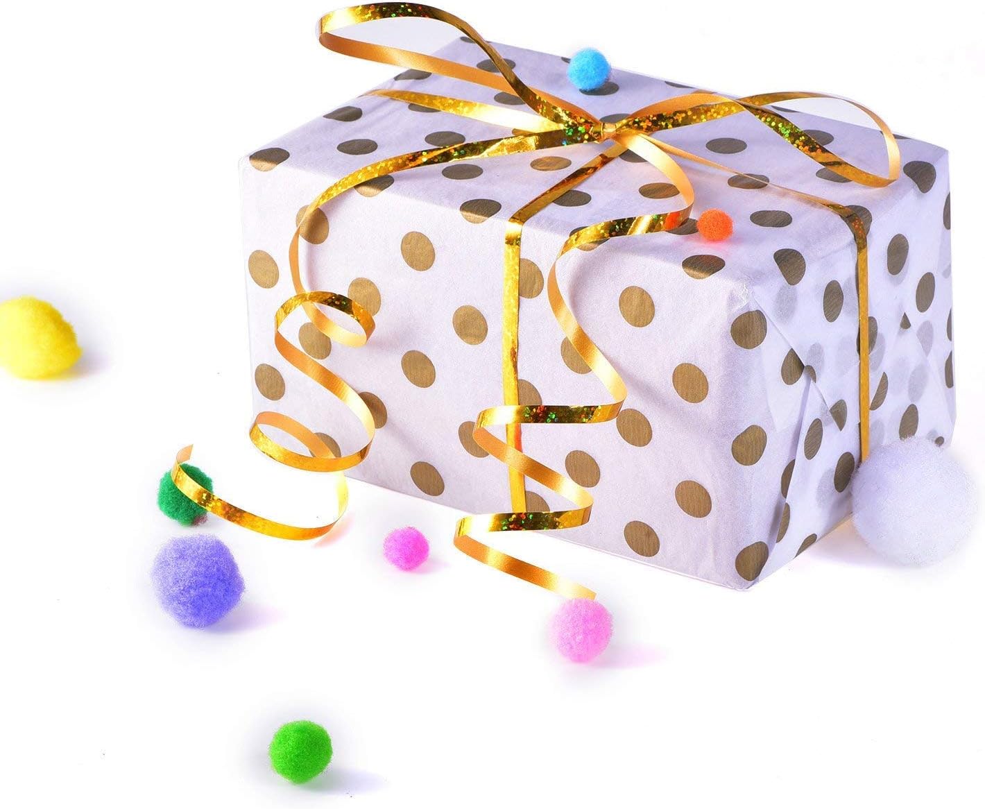 BEISHIDA 500 Yards Gold Crimped Curling Ribbon Shiny Metallic Balloon String Roll Gift Wrapping Ribbon for Party Festival Art Craft Decor Florist Flowers Decoration