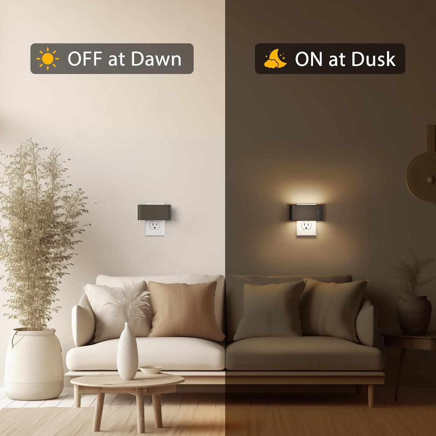 Briignite Night Lights Plug into Wall, 2 Pack, LED Night Light with Dusk to Dawn Light Sensor, Dimmable NightLight Plug in, 3000K Soft White Nightlight for Kids Room Bedroom Hallway Kitchen