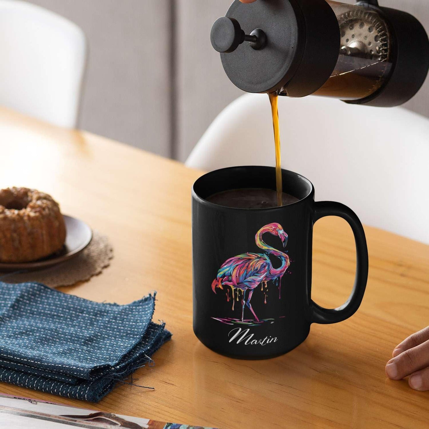 Beautiful Flamingo Animal Mug, Customized Name Flamingo Coffee Cup, Personalized Flamingo Lover Black Mug, Gift For Girlfriend, Colorful Animal Cup, Custom Flamingo Ceramic Cup 11oz 15oz