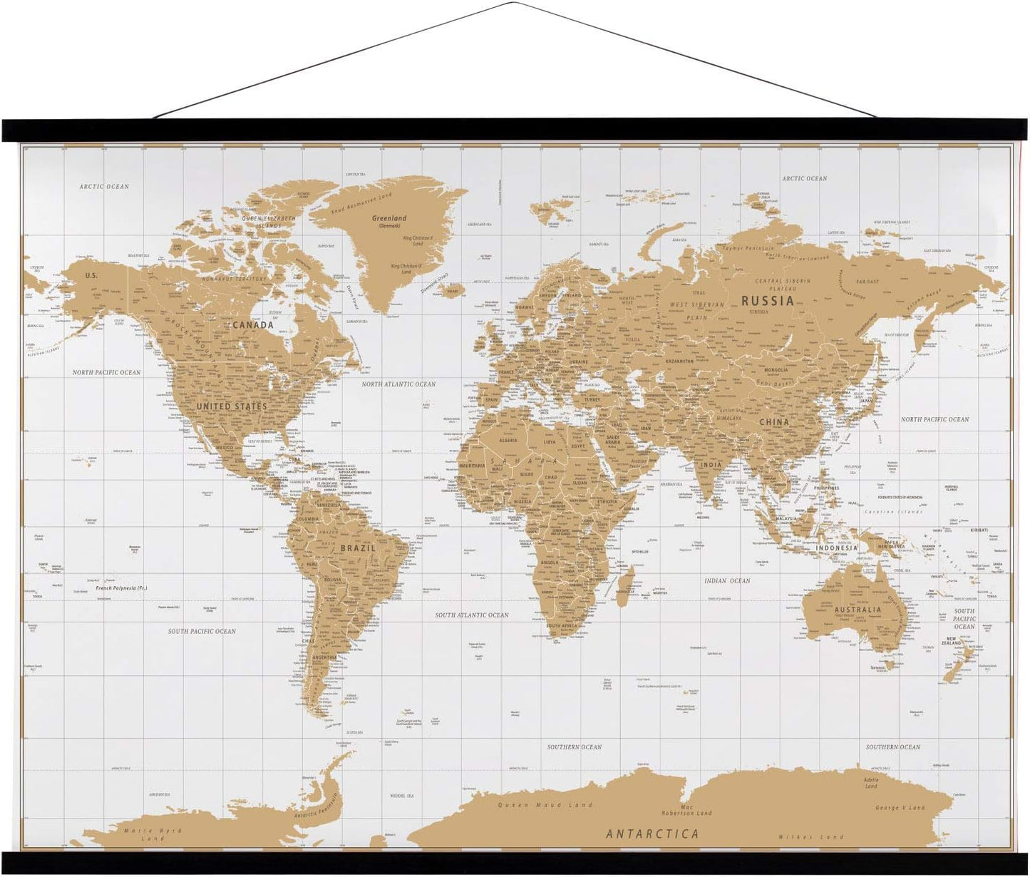 FALAMON Magnetic Poster Hanger Frame,50x60 50x40 50x32 Teak Wood Magnet Poster Frame for Posters,Prints,Photos,Pictures,Maps,Scrolls,and Canvas Artwork(Black,50")