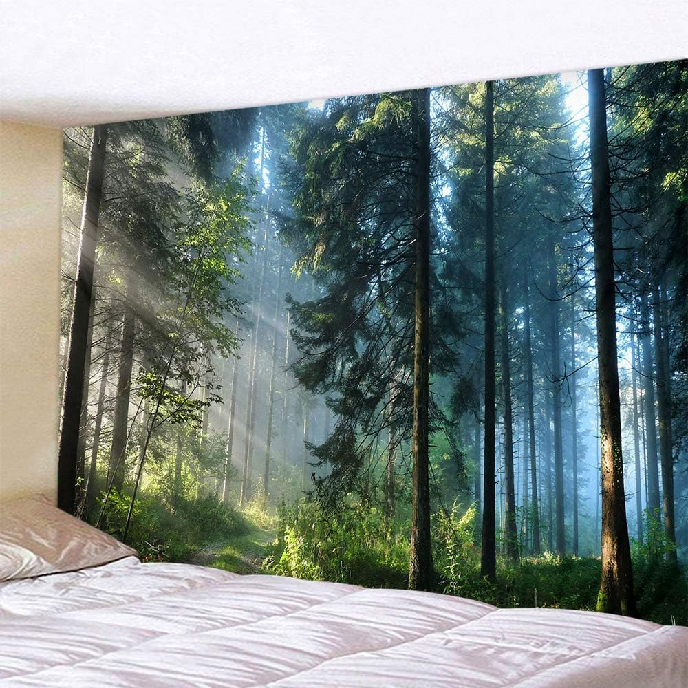 Llamazing Forest Tapestry Home Decor Landscape Living Room Bedroom Decoration Magic Tapestry Curtain (Morning Forest, 78''L×60''W)