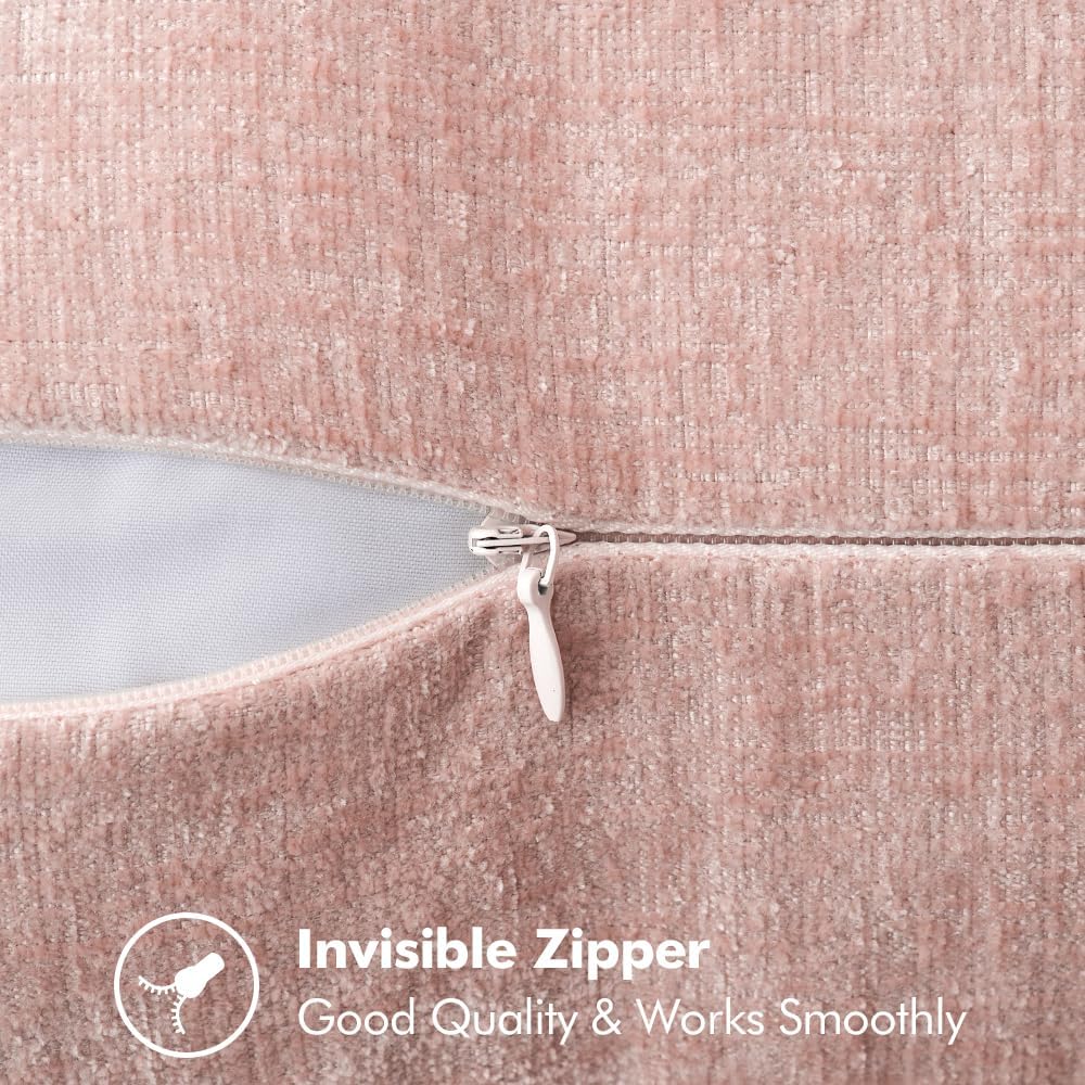 MIULEE Pack of 2 Couch Throw Pillow Covers 20x20 Inch Pink Valentine Farmhouse Decorative Pillow Covers with Stitched Edge Soft Chenille Solid Dyed Spring Pillow Covers for Sofa Bed Living Room