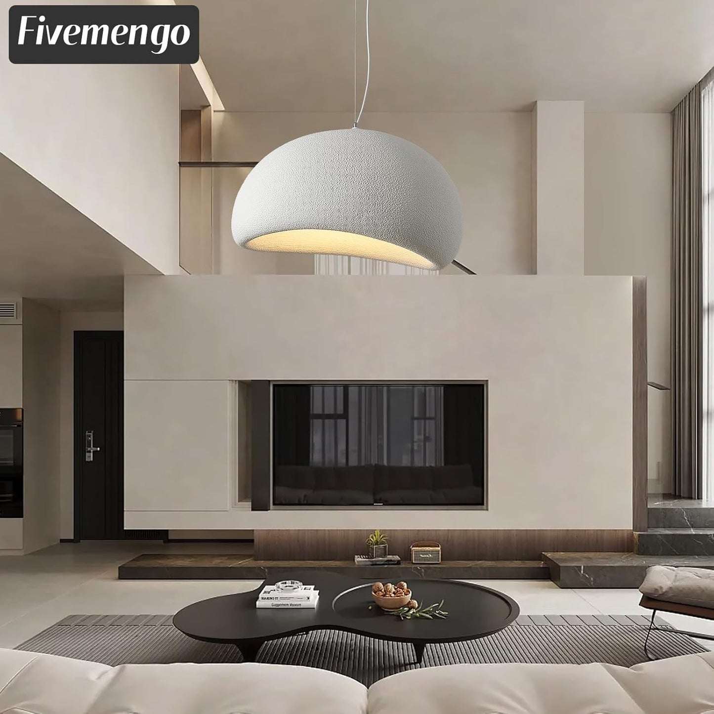 23.6in Large Wabi Sabi Pendant Lights Kitchen Island Lighting Fixture Ceiling Mount White Modern Japanese Lamp Japandi Chandelier for Dining Living Room Bedroom Restaurant Hanging Lamp