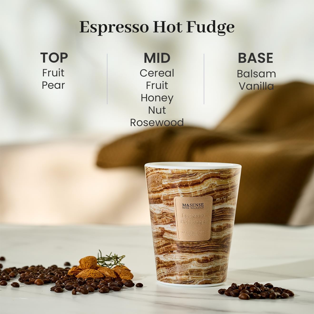 M&SENSE EspressHotFudge Scented Candles for Home, Lead-Free Wick Highly Scented Jar Candles, 14.1 Oz 80 Hours Lasting Burning Candles Gifts for Women, Relaxing Aromatherapy Candle for Stress Relief