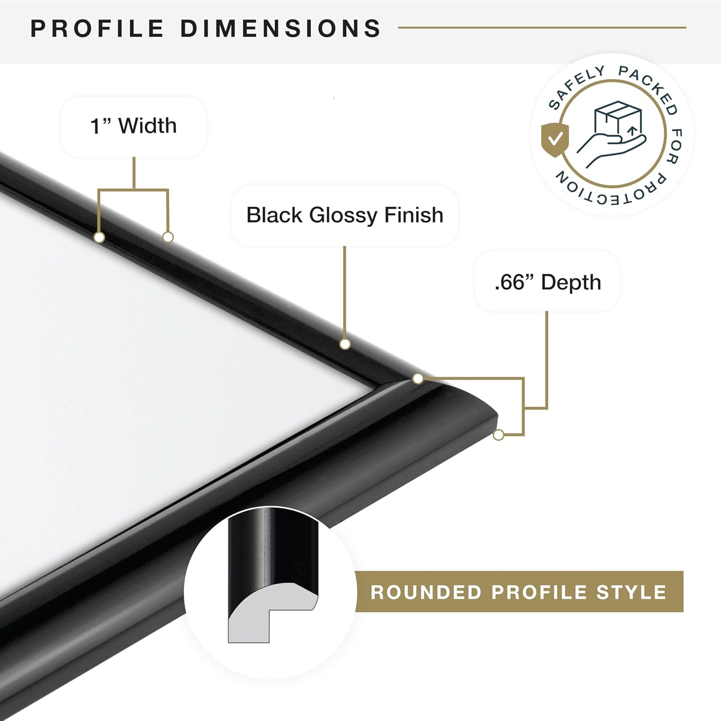 MCS Trendsetter 16x20 Poster Frame Black High-Gloss, Vertical & Horizontal Wall Hanging Large Picture Frame for Photos, Posters & Art Prints (1-Pack)