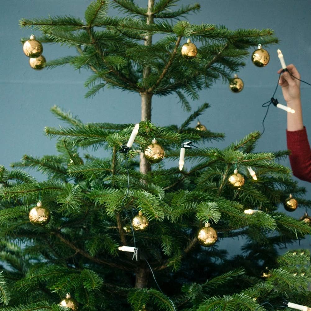 Lulu Home Christmas Ball Ornaments, 34 Ct 1.57" Pre-Strung Hanging Ornament Decorations, Xmas Shatterproof Plastic Balls for Holiday Party Wreath Garlands Trees, Golden