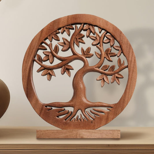 Decozen Solid Wood Tree of Life Sculpture - Home Decor, Living Room, Boho, Shelf, Coffee Table, Centerpiece Table Decorations, Mantle, Dining Table Centerpiece, Bathroom Shelf, Entryway, Farmhouse