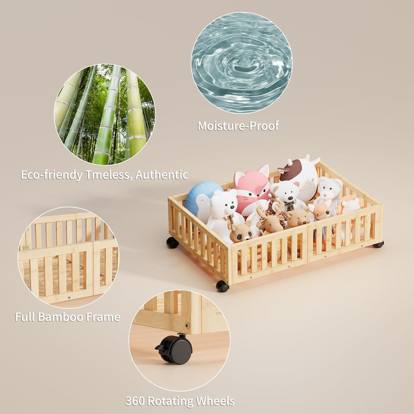 Bamboo Under Bed Storage with Wheels (2-Pack) – Rolling Underbed Shoe Organizer Box for Shoes, Blankets, Toys, Clothes Container Space-Saving Organizer Bins for Bedroom, Closet, Dorm, Nursery