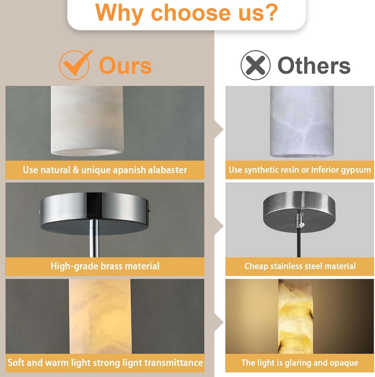 Alabaster Pendant Light Kitchen Island, H-9.5in Nickel Pendant Light Fixtures with Natural Marble Shade, Adjustable Ceiling Pendant for Dining Room, Living Room, Bedroom & Bathroom