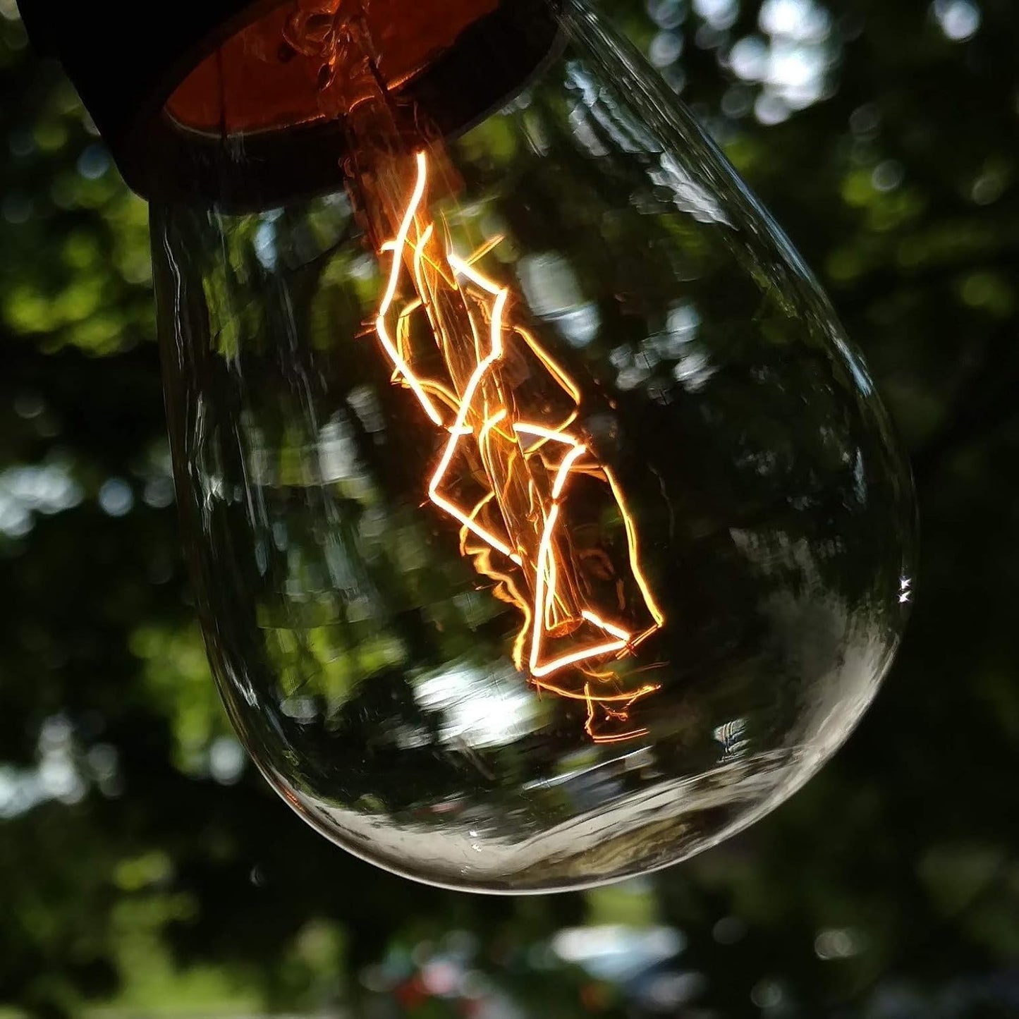 Hometown Evolution, Inc. E26 Outdoor Commercial String Lights with Suspended Socket for Weatherproof Heavy Duty Vintage Outside Lighting (S14 Zig Zag Edison 11 Watt Bulbs, 100 Foot 50 Socket)