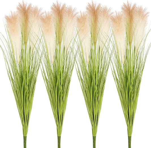 Melorca&Guilla Artificial Plants 4PCS 33.5“Fake Plant Tall Onion Fake Grass,Faux Grass Plants Artificial Grass Greenery Shrubs Bushes for Garden Shop Office Home Décor