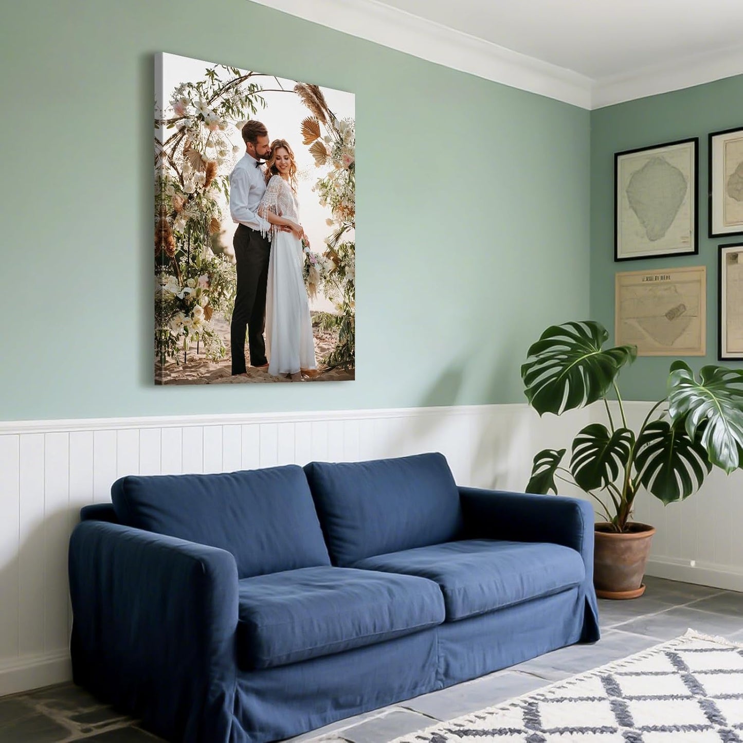 Custom Canvas Prints with Your Photos - Personalized Pictures Print, Customized Photo Gifts, Wall Art Poster Canvas Printing for Wedding, Family, Baby, Pets, Home Office Decor, Wrapped Frame 20x30