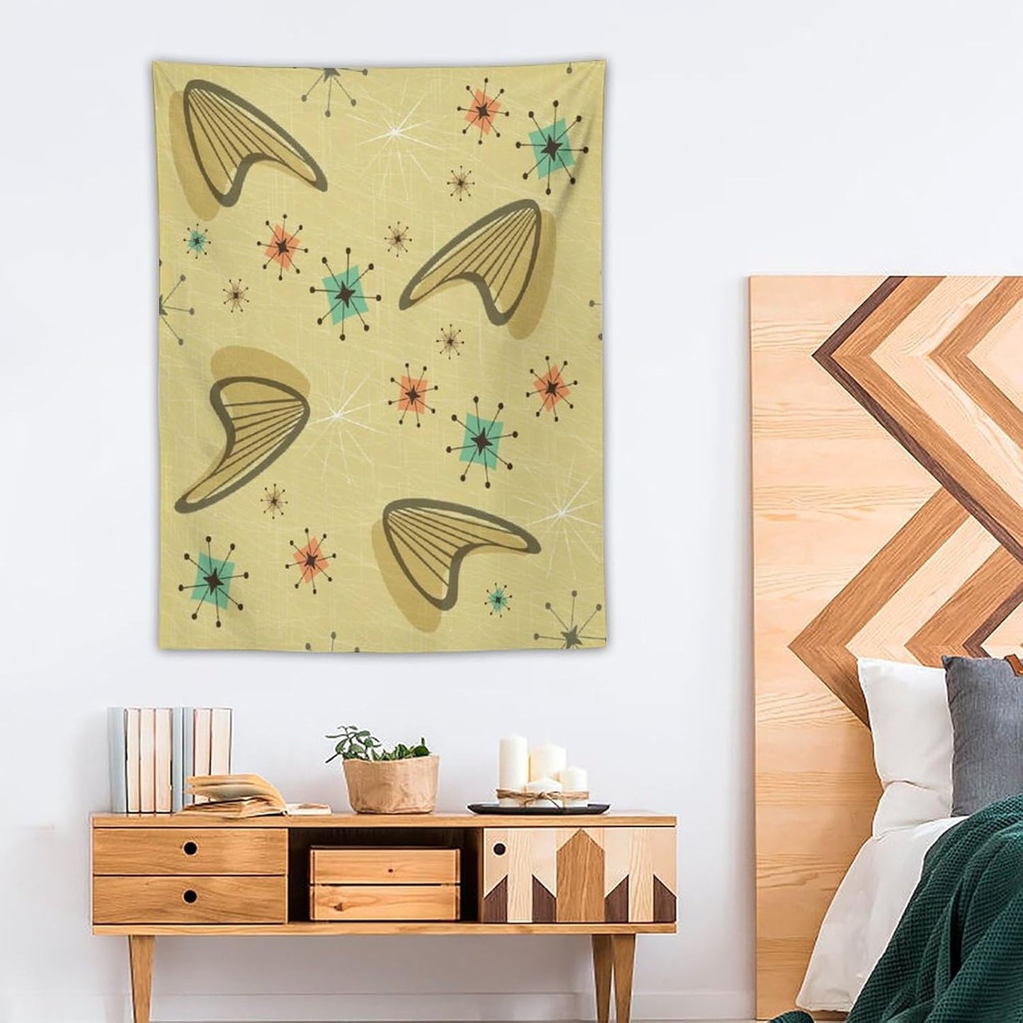ICMOLYYENLO Boho Medieval Cat Tapestry, Abstract Atomic Starburst Geometric Aesthetic Art Wall Hanging For Bedroom Living Room Dormitory 40x60 Inches