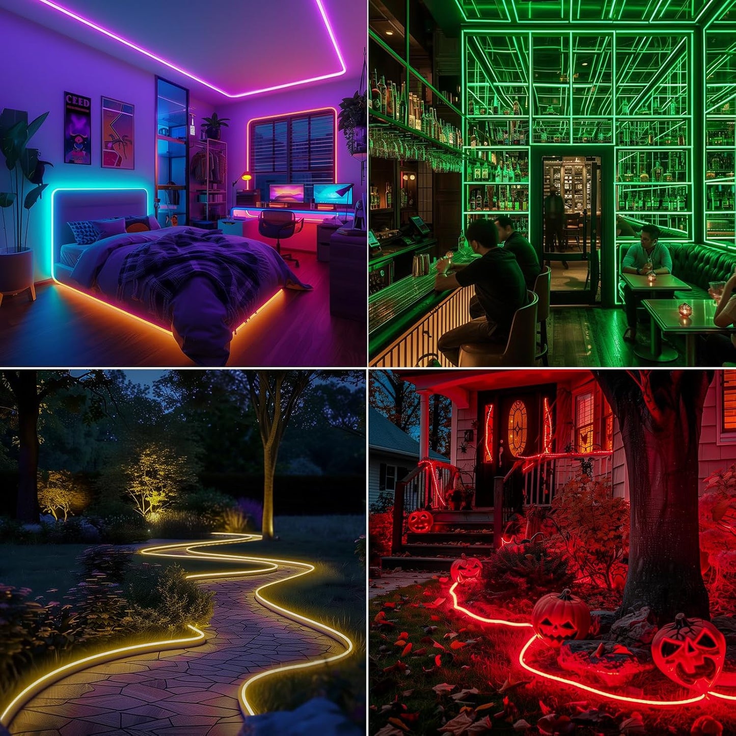 GZBtech RGB LED Neon Rope Lights 16.4FT/5M, AC 110-120V Waterproof Color Changing LED Rope with Remote Controller, Dimmable Multi Color Neon Rope Lighting for Indoor Outdoor Commercial Use