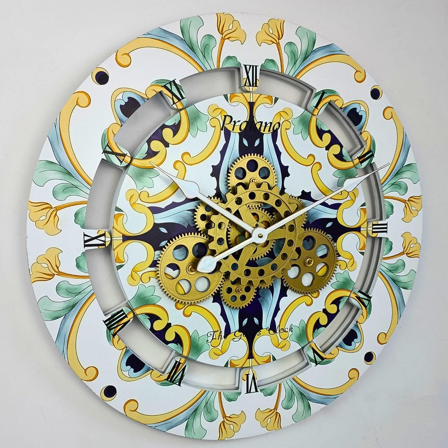 The Gears Clock 24 inches Round Italy Collection Wall Clock with Moving Gears Italy LINE (Praiano)