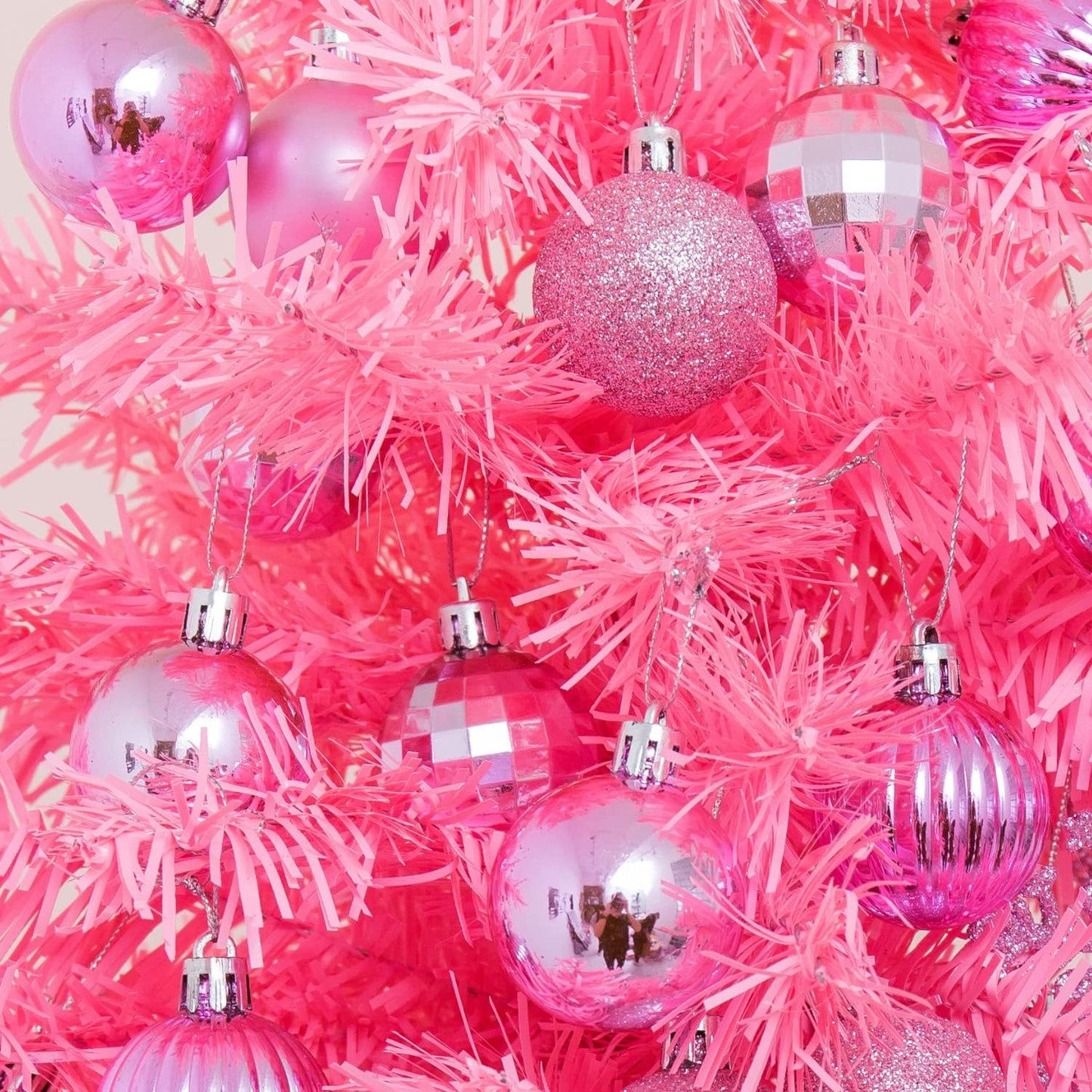 XmasExp 24ct Christmas Ball Ornaments Shatterproof Christmas Ornaments Set Decorations for Xmas Tree Balls 40mm/1.57” (1.57'', Pink)