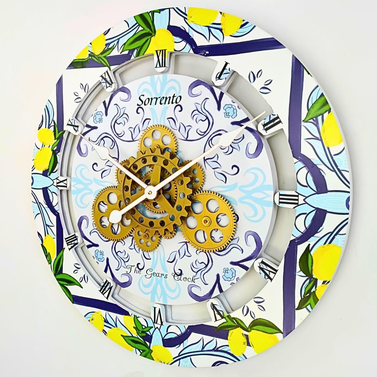 The Gears Clock Wall Clock Italy Collection with Moving Gears (Sorrento, 24 inch Round)