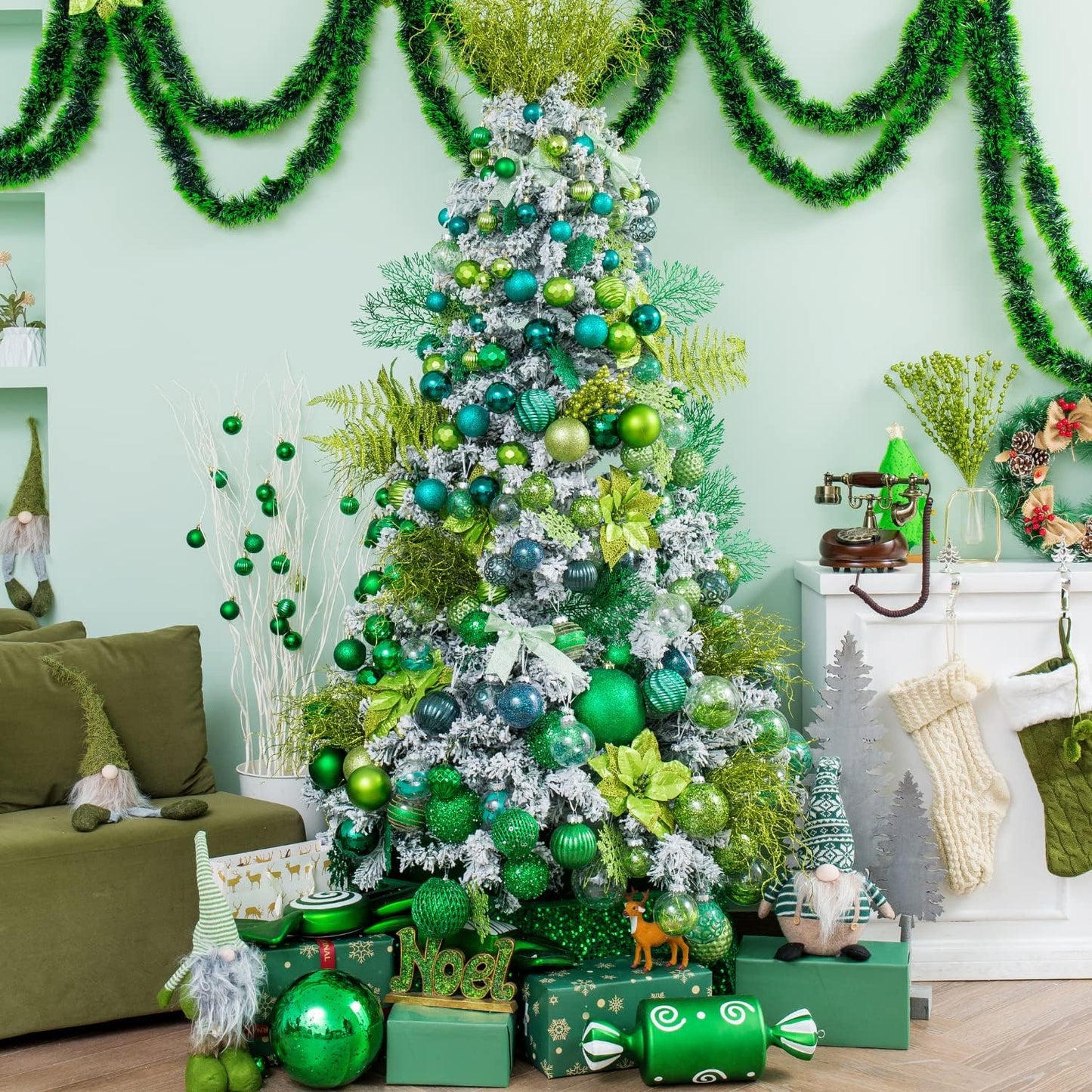 XmasExp 16ct Christmas Balls Ornaments - Shatterproof Large Hanging Ball Decorative Xmas Balls for Holiday Wedding Party Xmas Tree Decoration(3.15"/80mm, Green)