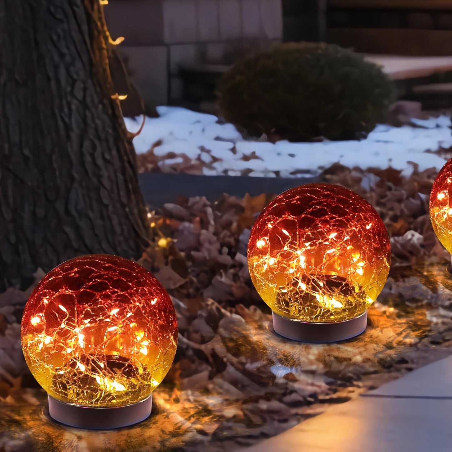 Solar Globe Lights Outdoor Waterproof-Solar Balls-Solar Garden Lights-Orbs for Outside 2 Pack Cracked Glass Ball for Lawn Patio Yard Backyard Decorations