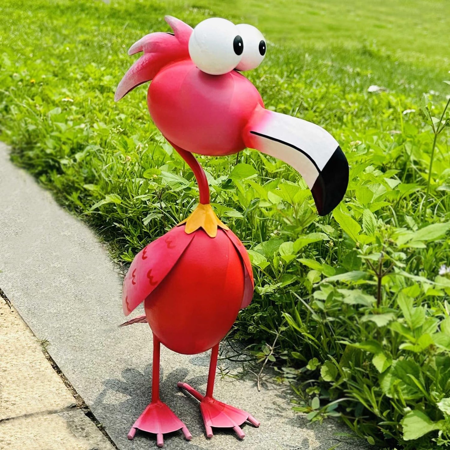 Kircust Flamingo Decor Yard Decorations Outdoor Garden Statue Outside Metal Bird Courtyard Art Pink Flamingos for Patio Backyard Porch Decoration