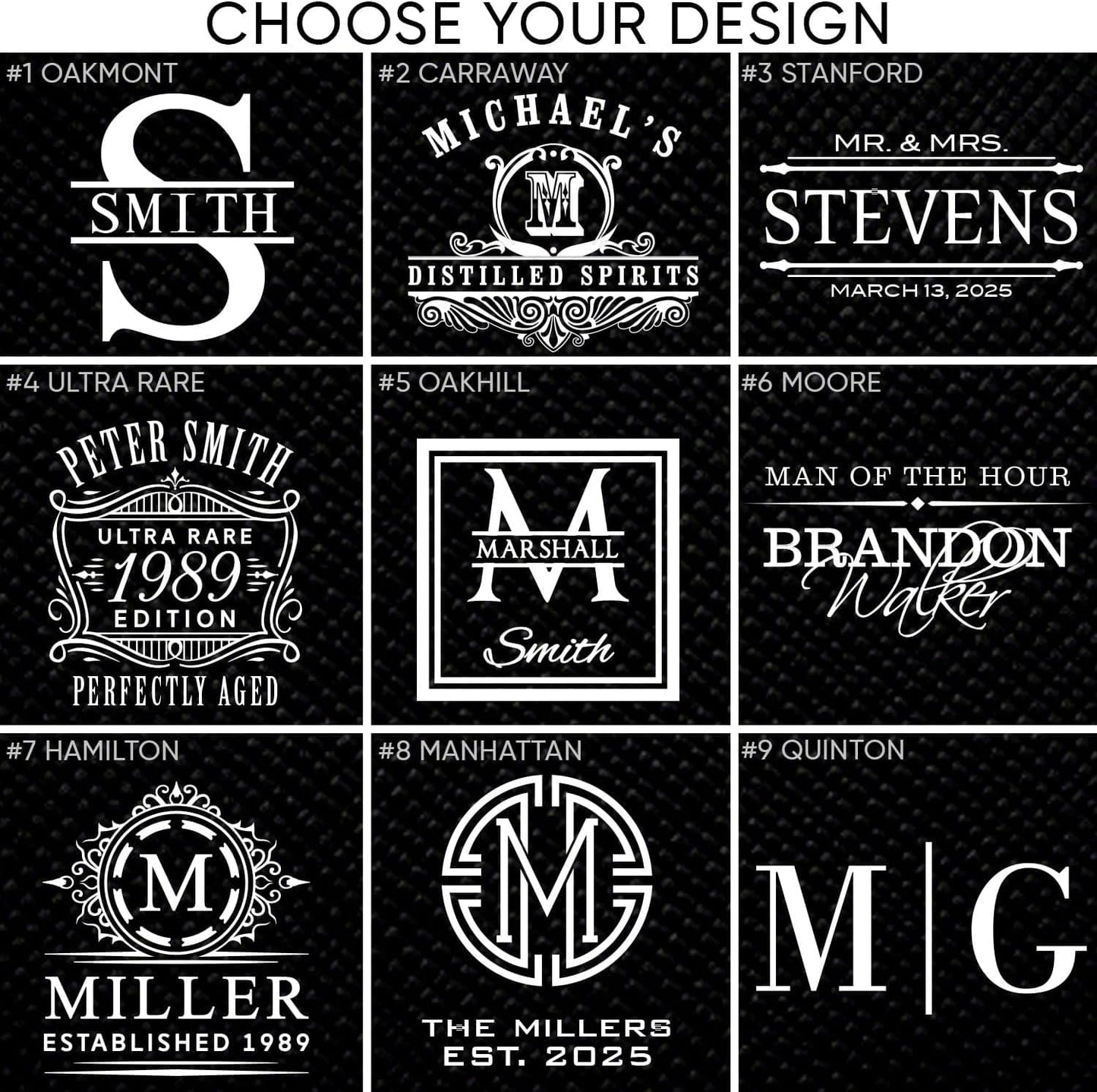 Custom Whiskey Decanter and Whiskey Glasses Set in Handcrafted Box