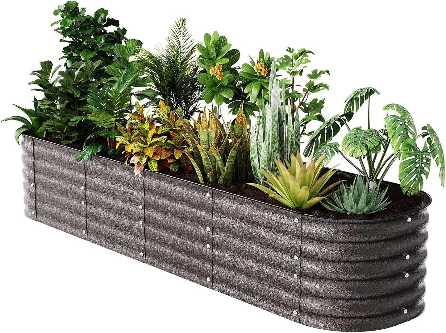 Raised Garden Bed Kit 8×2×1.4 FT Magnesium-Aluminum-Zinc Stainless Steel Metal Planter Box for Planting Outdoor Plants Vegetables (Crackle Gold)