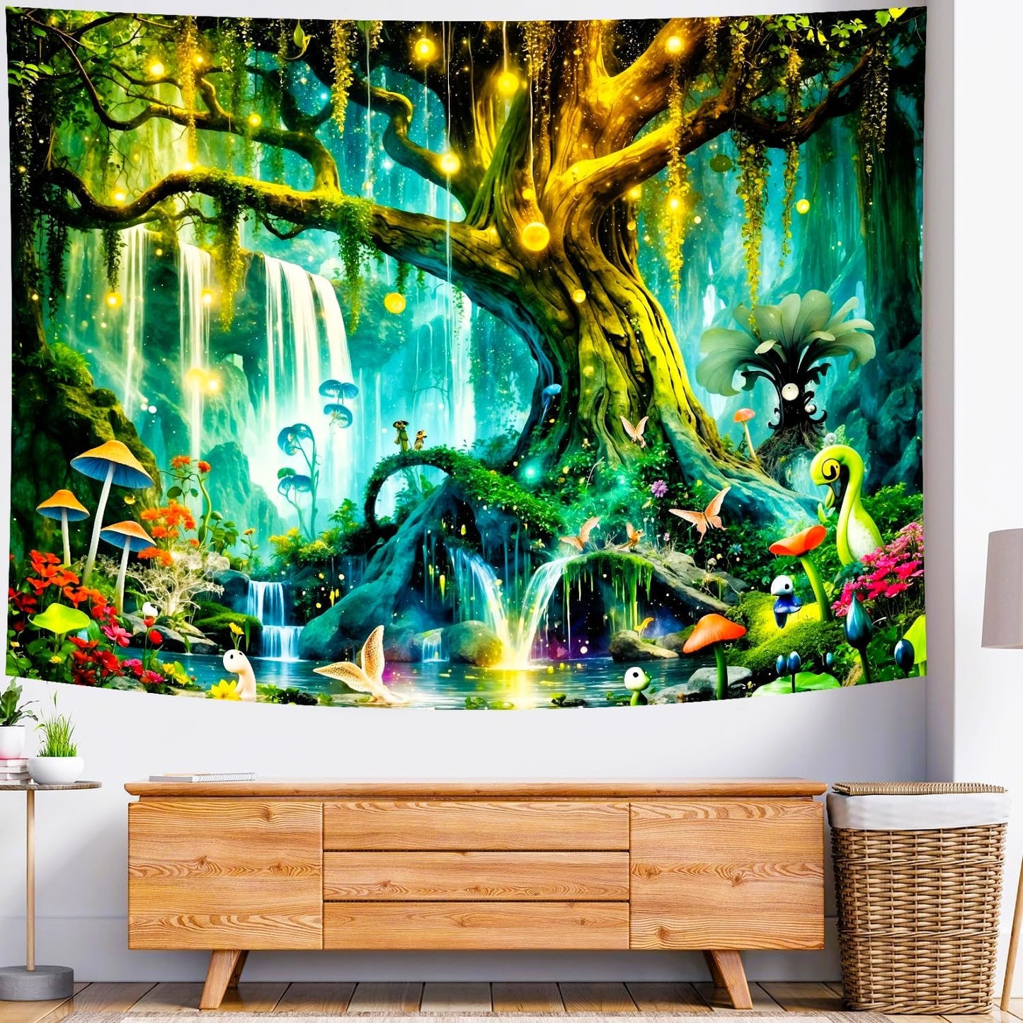 Delur Magical Forest Tapestry Fantasy Tree of Life Enchanted Fairy Tale Forest Tapestry Mystical Psychedelic Nature Landscape Wall Hanging Headboard for Bedroom Living Room Home Decor (59.1" x 78.7")