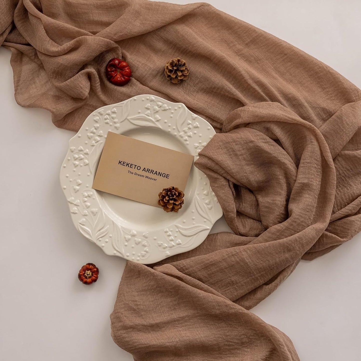 6pcs Nude Gauze Rustic Cheesecloth Table Runner 120 Inch 10 FT for Wedding Baby Shower Bridal Shower Birthday Engagement Garden Outdoor Party Long Sheer Boho Decorations