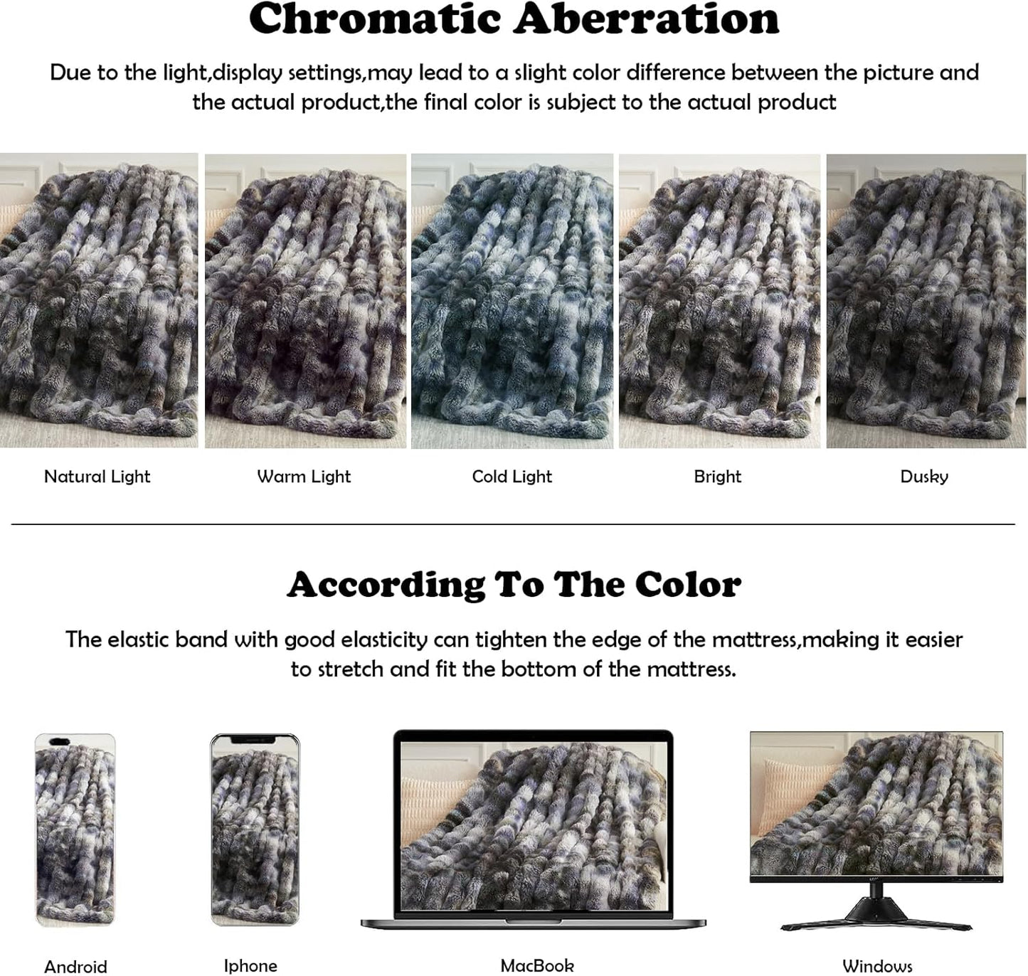 NEWCOSPLAY Faux Fur Throw Blanket Tie-dye Grey Luxury Fluffy Thick Warm Bubble Blanket for Couch Sofa Bed 700GSM (Tie-dye Grey, Throw(50"x60"))