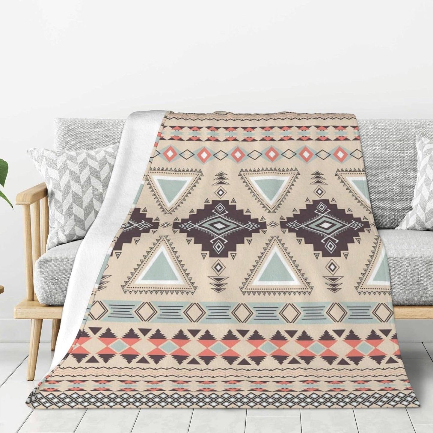 Boho Throw Blanket for Couch Bed Sofa Living Room, Western Flannel Fleece Blanket Soft Cozy Lightweight Breathable Fluffy Durable Gifts for Men Women 50 x 60 Inch