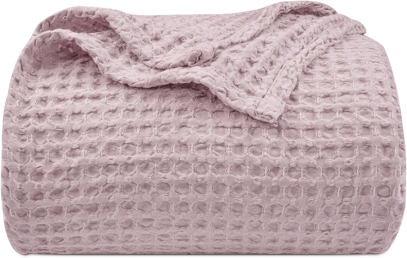 PHF Ultra Soft Waffle Weave Blanket Queen Size 90"x 90"- Washed Lightweight Breathable Cozy Woven Blanket for Bed - Aesthetic Decor for Couch Bedding Sofa Home Car - Dusty Rose