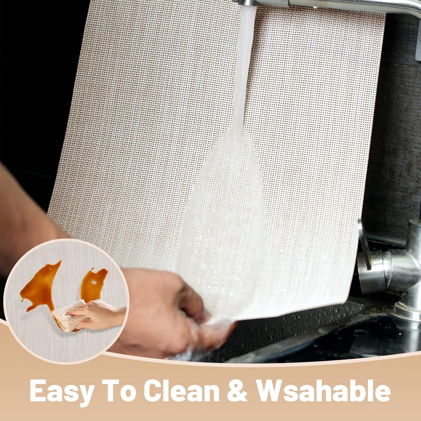 Placemats Set of 12，Non-Slip PVC Weave Table Mats Easy to Clean，Heat Resistant Place Mats for Kitchen Dining Table Decoration Indoor Outdoor，Beige White