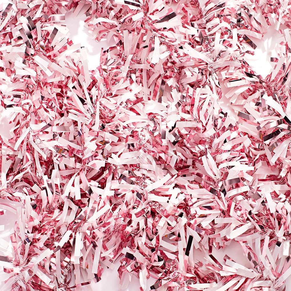 Anderson's Light Pink & White Sparkle Glitter Metallic Tinsel Twist for Trailer Or Golf Cart, 4 inches Wide x 25 ft Long, Christmas, Patriotic and Holiday Garland Decor for Parties and Parades
