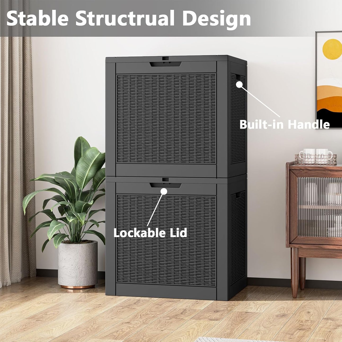 31 Gallon Deck Box, Resin Outdoor Storage Box, Waterproof and UV Resistant Deck Box, Lightweight Storage Box for Garden Tools, Pool Supplies