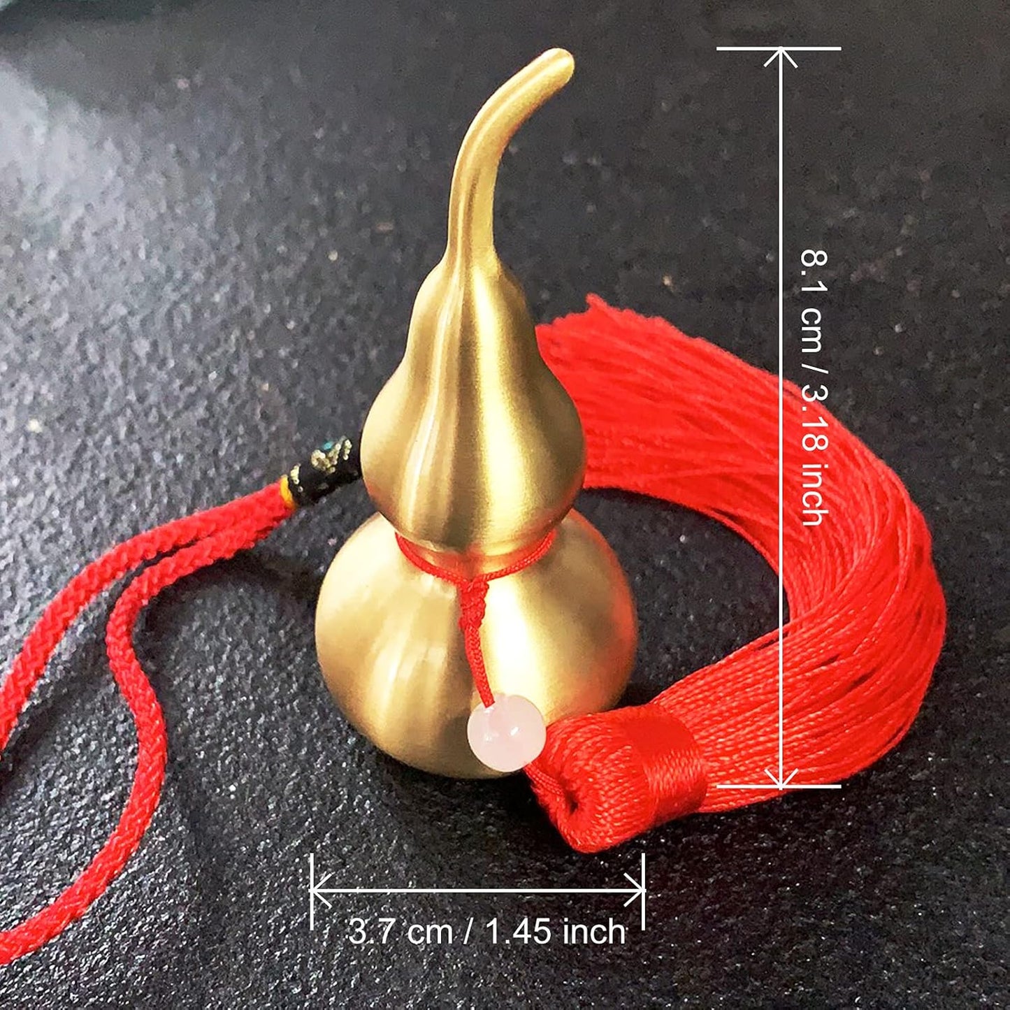 Hanging Decoration Good Luck Wu Lou Gourd,with Tassel for Housewarming Statue Charm Amulet Home Decor,3.18 inch Tall,Full Brass, Hu Lu Bring You Wealth Peaceful, Safty, Healthy,Success