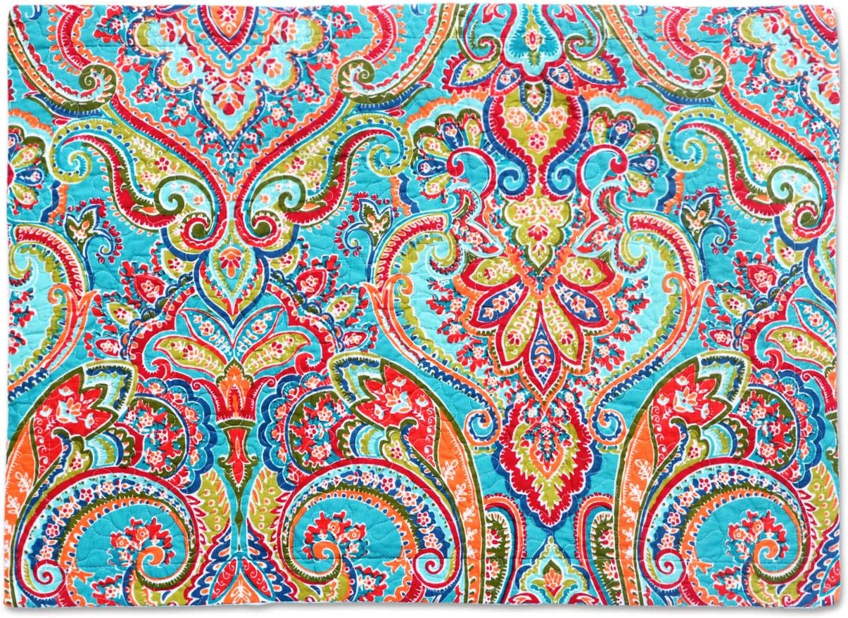 NEWLAKE Quilted Cotton Bed Pillowcases,European Gorgeous Floral Pattern, 2 Pieces, 20x36 Inch