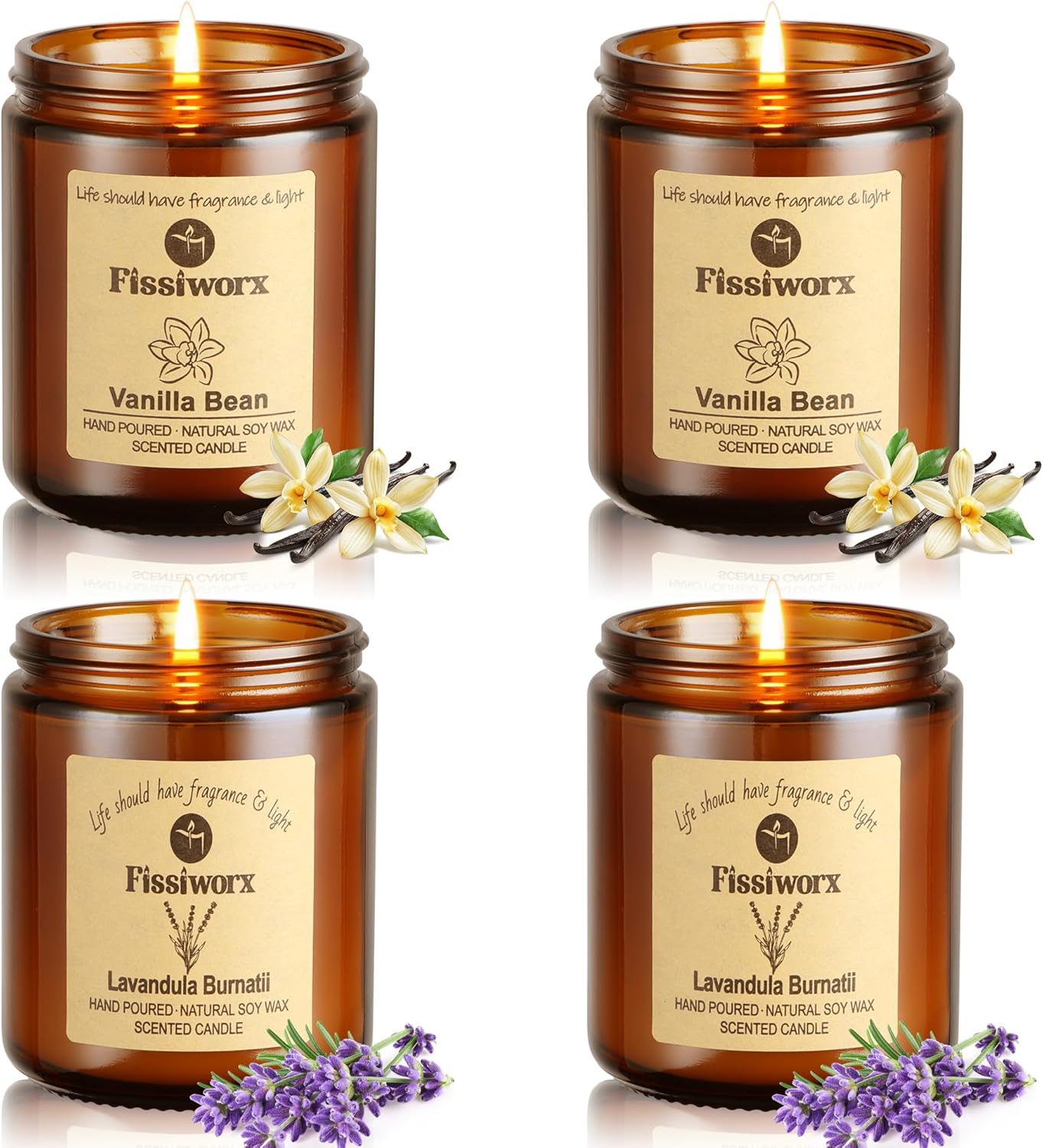 Scented Candle Set 4 Pack, Candle for Home Scented, Odor Eliminating, Stress Relief, 30oz, 220 Hours Long Lasting Soy Wax Gift Set for Women