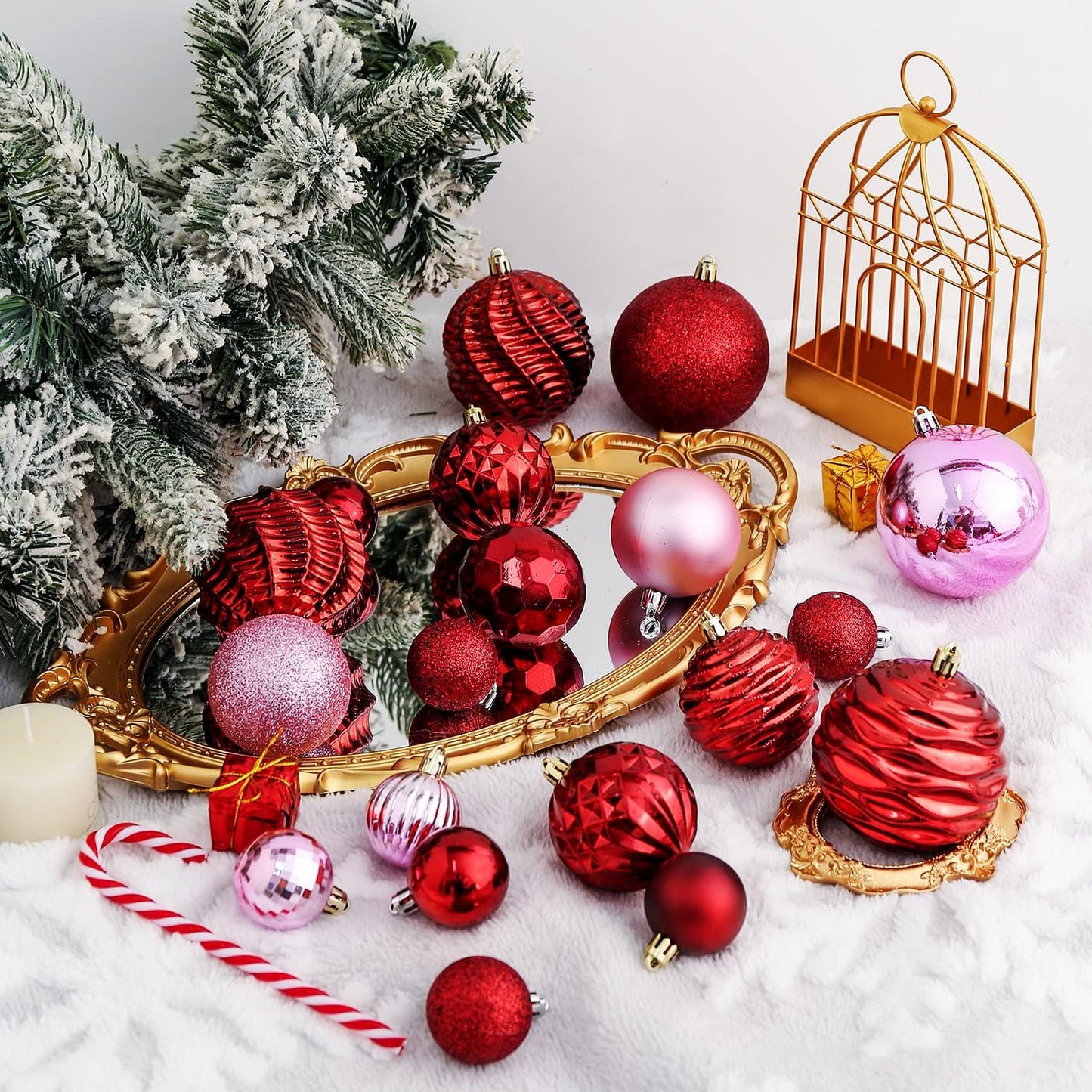 XmasExp 16ct Christmas Balls Ornaments - Shatterproof Large Hanging Ball Decorative Xmas Balls for Holiday Wedding Party Xmas Tree Decoration(3.15"/80mm, Burgundy)